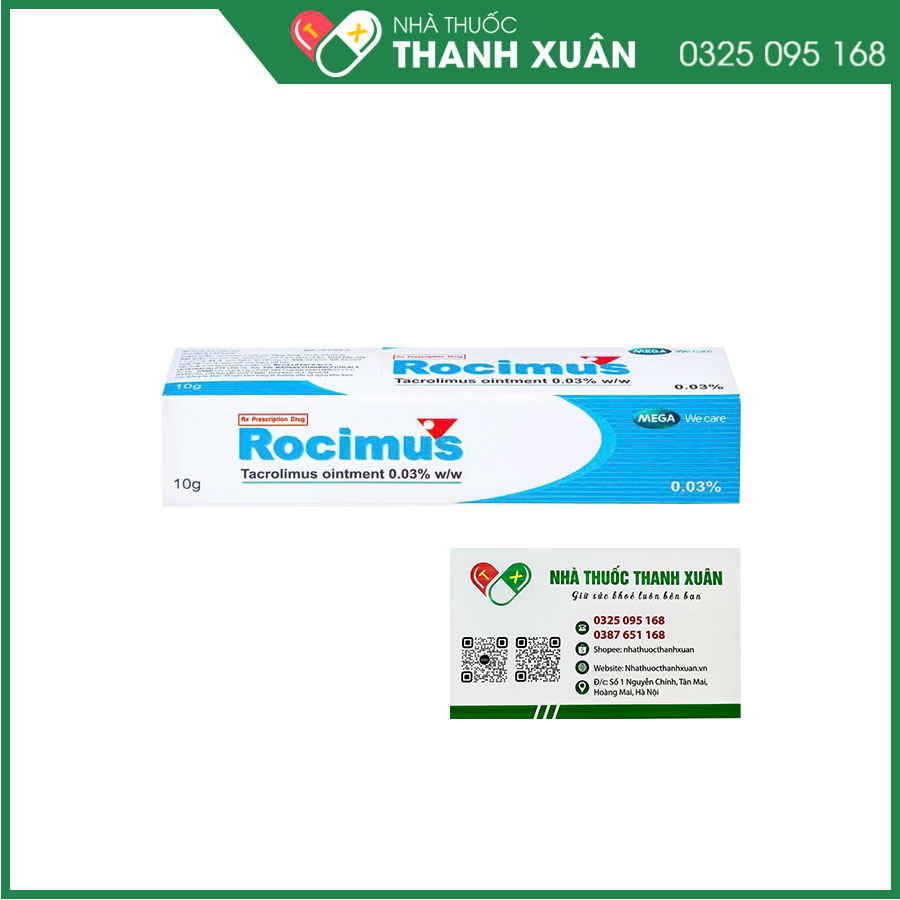 Rocimus 0.03% điều trị bệnh ngoài da do yếu tố miễn dịch, viêm da cơ địa